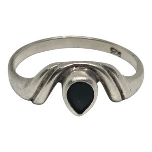 Elegant Silver Ring with Black Stone